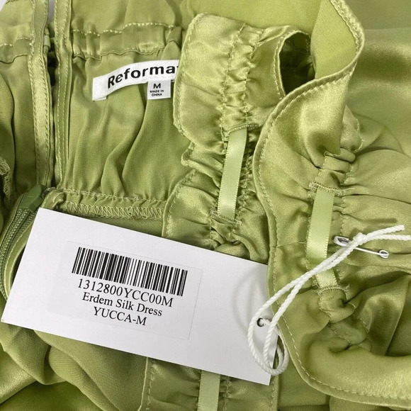 Reformation Erdem Yucca Green Silk Dress M NWT - Picture 9 of 10